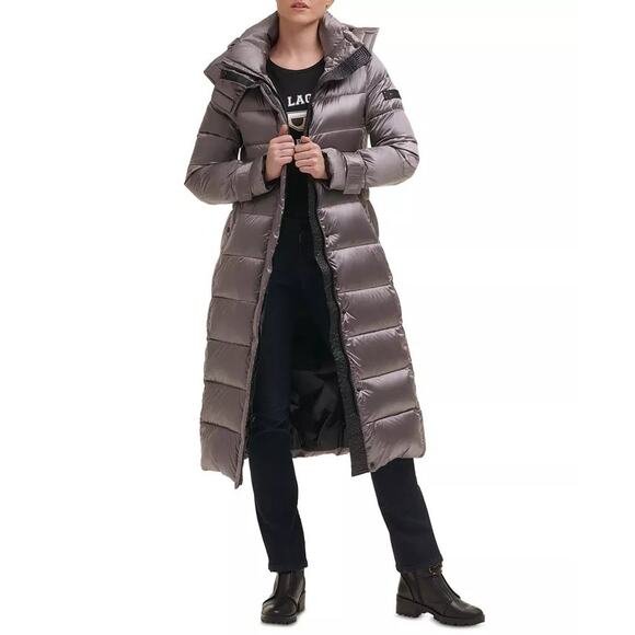 NWT Karl Lagerfeld Paris Hooded Down Long Puffer Coat Size Small - Picture 1 of 4